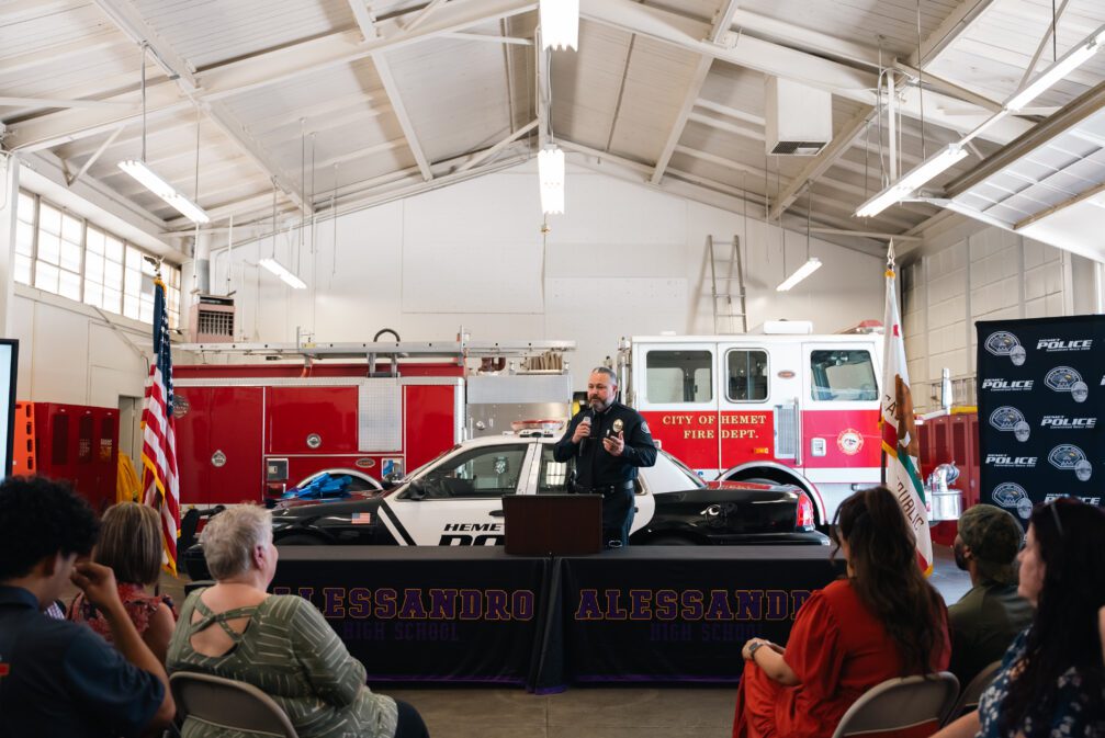 photo of chief of police Michael arellano speaking at event 